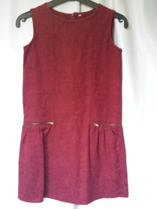 #robe 11 ans, motif #cachemire #bordeaux, coton épais, très chic, taille basse 1