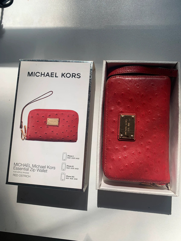 Micheal kors red leather zipped wallet purse with strap Vinted