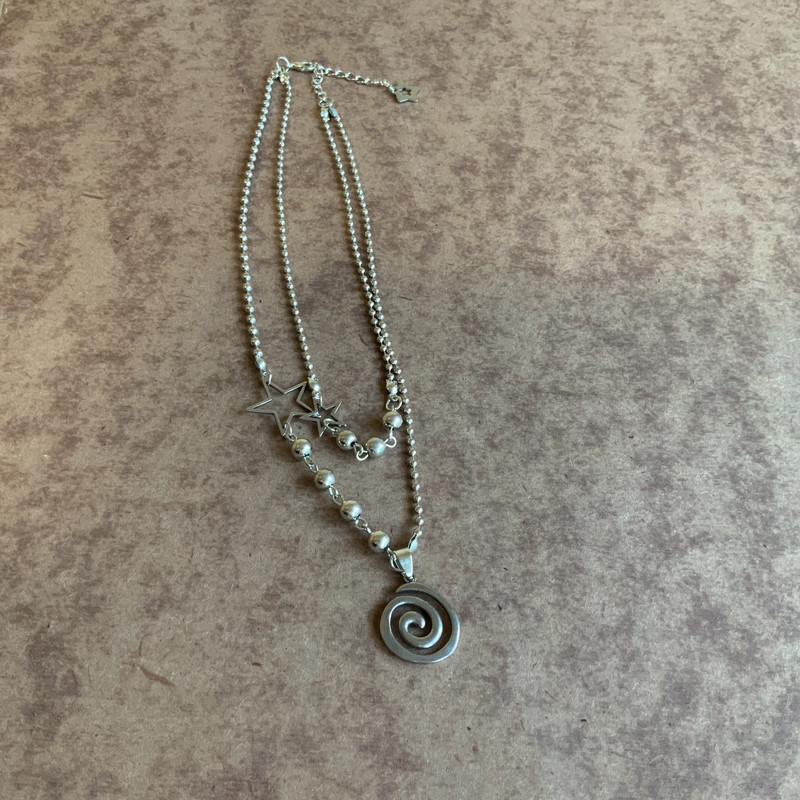 Stainless steel swirl pendant layered necklace 2