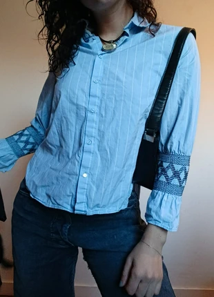 Chemise bleu rayée Zara – manches smockées 💙, marca: Zara, estado: Muito bom, tamanho: S / 36 / 8, €9.80, €10.99 inclui Proteção do Comprador Pro