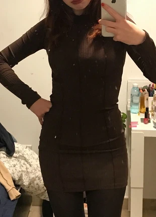 basic long sleeve brown mini dress, marca: Bershka, estado: Muy bueno, tamaño: S / 36 / 8, 3,00 €, 3,15 € Protección al comprador incluida