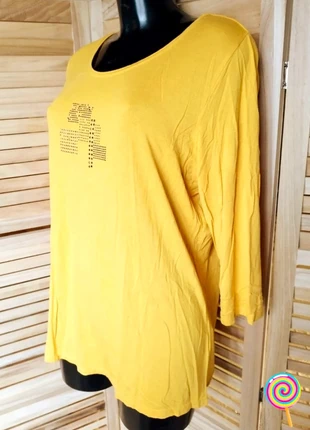 Top fluide Damart jaune avec strass manches 3/4 🎈🎈, marque: Damart, état: Bon état, taille: XL / 42 / 14, 2,20 €, 3,01 € Protection acheteurs (Pro) incluse