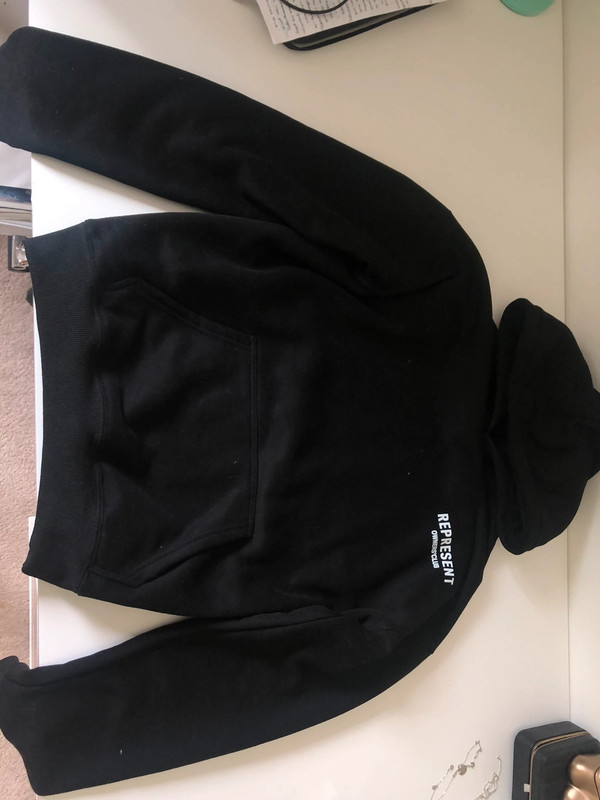 Black hoodie with white writing detail Vinted