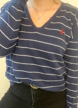 Pull marinière bleu marine et blanc Ralph Lauren - logo brodé rouge - taille L, marca: Ralph Lauren, estado: Muito bom, tamanho: L / 40 / 12, €39.99, €42.69 inclui Proteção do Comprador
