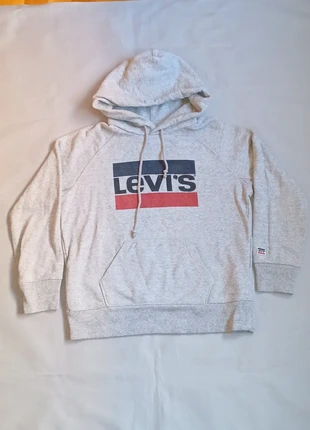 Iconic Vintage Levi's Flag Box Logo Hoodie | '90s Retro Aesthetic Raglan Fit | Grey Marle XS, merk: Levi's, staat: Nieuw zonder prijskaartje, maat: XS / 34 / 6, € 6,99, € 8,04 inclusief Kopersbescherming