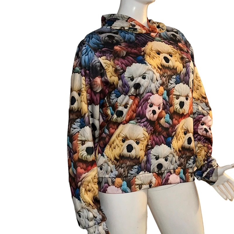 Colorful dog print hoodie XL 2