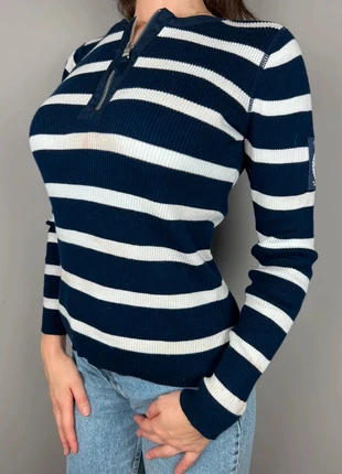 pull zippé marinière Lauren Ralph Lauren bleu marine - M femme - coton LTH 582, marque: Ralph Lauren, état: Satisfaisant, taille: M / 38 / 10, 5,00 €, 5,95 € Protection acheteurs (Pro) incluse