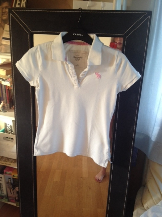 Polo Abercrombie&Fitch blanc et rose 3
