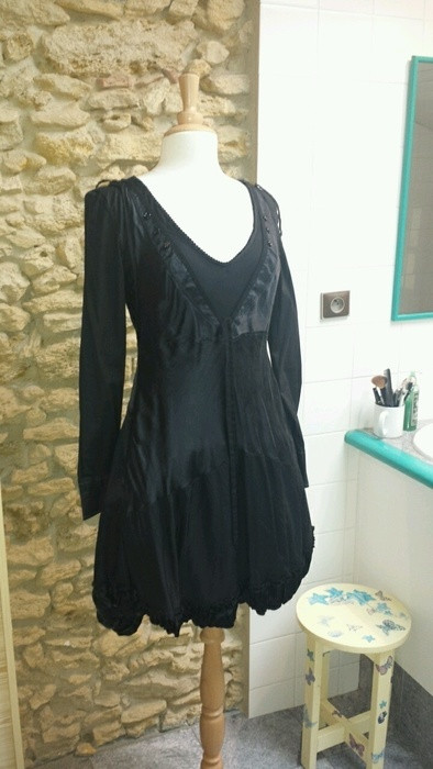 Robe noire soie et coton 1