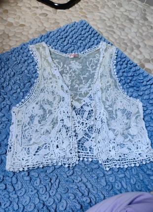 Gilet sans manches en dentelle Ibiza, marque: Meggie, état: Bon état, taille: Taille unique, 5,00 €, 5,95 € Protection acheteurs incluse