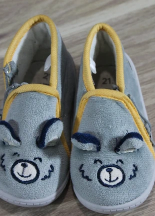 🧸 Chaussons rigolos motif oursons – gris & jaune – Pointure 21, marque: In Extenso, état: Bon état, taille: 21, 2,00 €, 2,80 € Protection acheteurs incluse