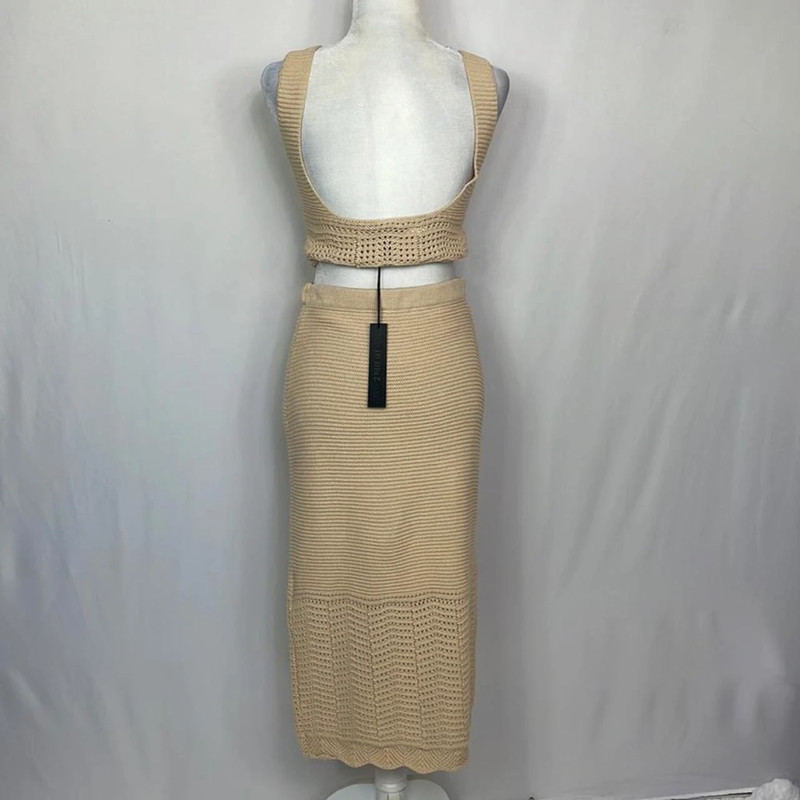 House Of Harlow 1960 Knit Skirt Set Midi Cream Size S 5