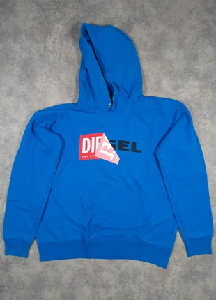 Sweat à capuche bleu homme Diesel logo patch rouge/noir – taille M, marke: Diesel, zustand: Sehr gut, größe: M, 29,90 €, 32,10 € inklusive Vinted-Käuferschutz