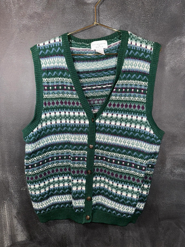 Green Hand Knit Sweater Vest 1