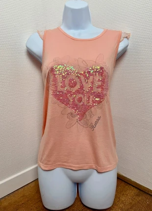 Top motif cœur sequin et strass Guess collection année 2000 S/M, marque: GUESS, état: Bon état, taille: S / 36 / 8, 5,00 €, 5,95 € Protection acheteurs (Pro) incluse