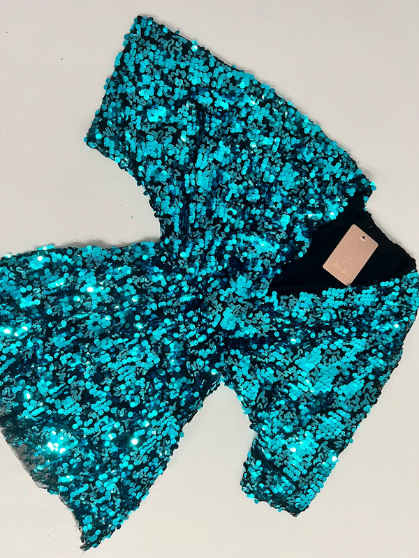 Vestito paillettes azzurro taglia s 2