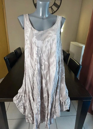 Boho asymmetric dress – Beige floral – 50% cotton / 50% linen – One size, brand: Made In Italy, condizioni: Ottime, taglia: L / IT 44 / EU 40, €7.00, €8.05 include la Protezione acquisti