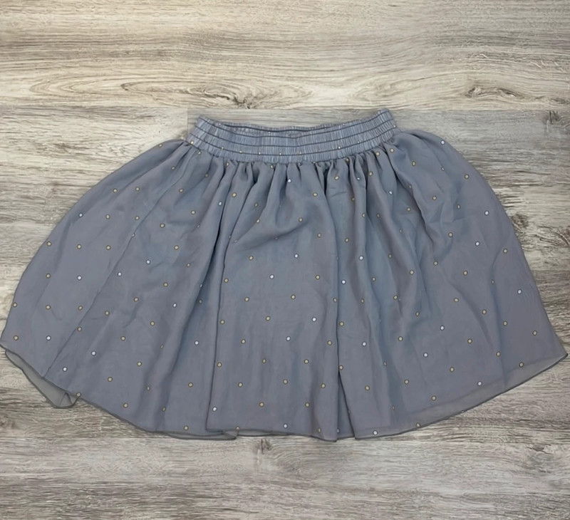 Chiffon by American Apparel Gray with Yellow Polka Dot Circle Mini Skirt Size XS 4