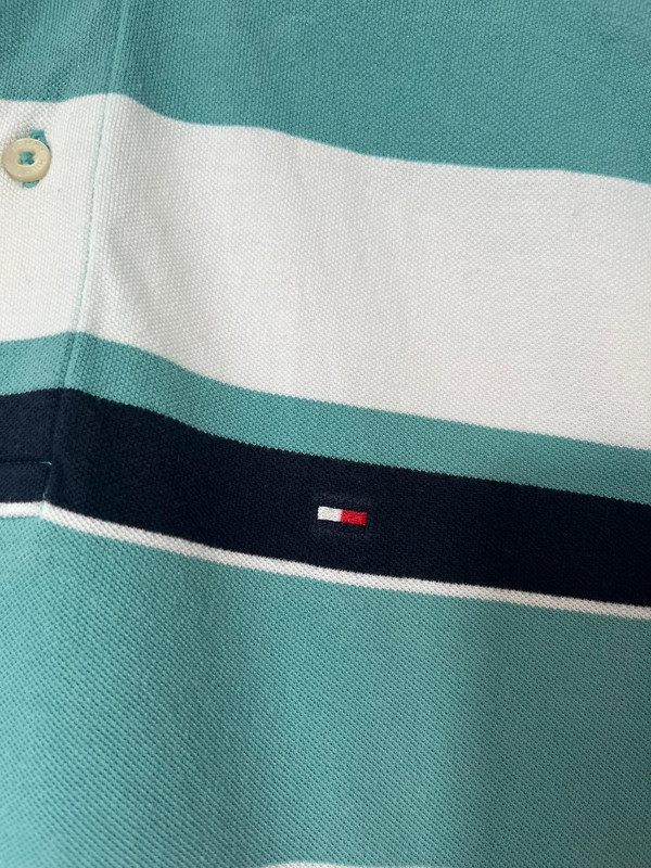 Polo Tommy Hilfiger Vintage Taille S Turquoise Blanc 3