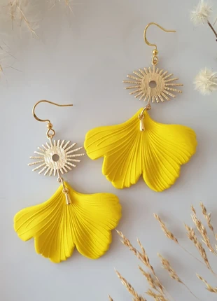 Boucles d'oreilles pendantes avec feuilles de ginkgo, staat: Heel goed, € 9,00, € 10,15 inclusief Kopersbescherming Pro