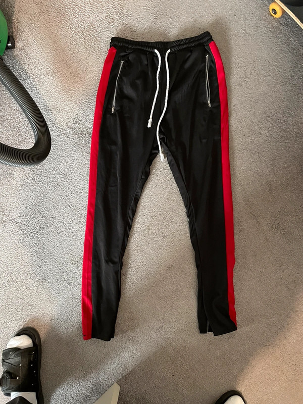 Black track pants with red stripe Vinted