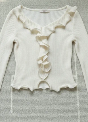 Top à manches longues col V volant, marke: Vintage Dressing, zustand: Sehr gut, größe: S / 36 / 8, 30,00 €, 32,20 € inklusive Vinted-Käuferschutz