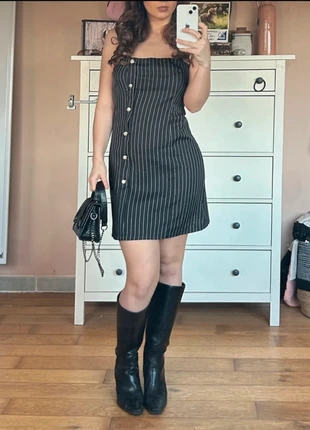 Shein gestreepte navy blauwe strapless kort jurkje, brand: Shein, condition: Very good, size: M / 38 / 10, €5.00, €5.95 includes Buyer Protection