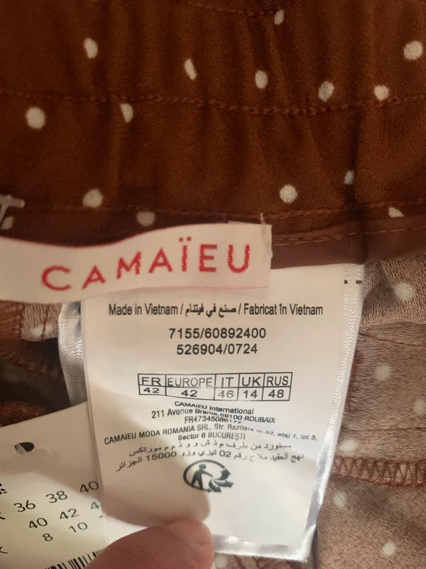 Pantalon Camaïeu taille42 marron à pois jambes larges - photo numéro 8