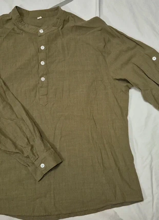 Herenoverhemd – kaki kleur – 100% katoen, estado: Muito bom, tamanho: XL, €7.00, €8.05 inclui Proteção do Comprador