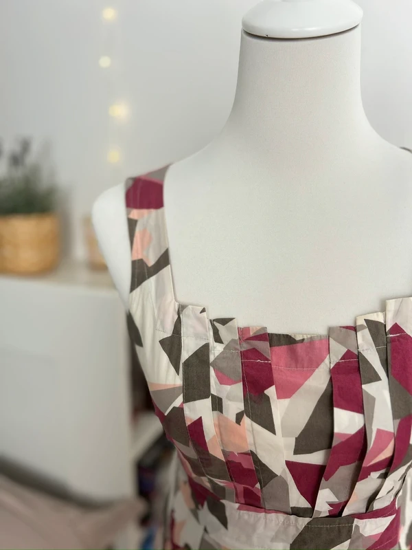 Robe vintage rose Blanche et grise Mexx taille L - photo numéro 3