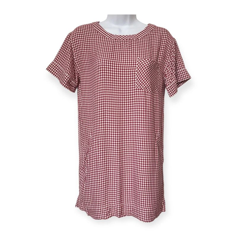 Madewell Filmscore Gingham Short Sleeve Dress, Size XXS, Red 1