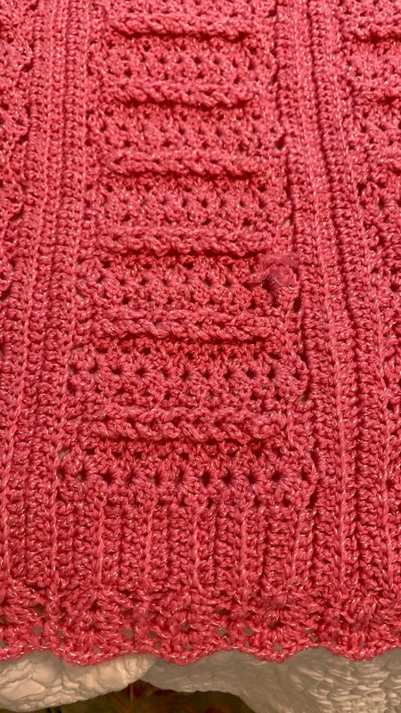 Handmade Vintage Pretty Pink Hand Knit Baby Blanket 4
