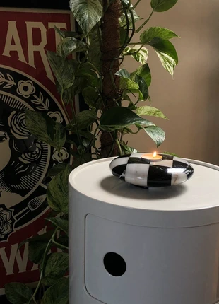 Bougeoir en marbre noir et blanc design damier, marque: Unique, état: Neuf sans étiquette, 125,00 €, 131,95 € Protection acheteurs incluse