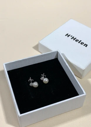 Pendientes de perlas con doble diamante, brand: Perla, condition: New without tags, €4.80, €5.74 includes Buyer Protection
