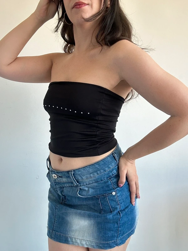 Haut y2k tube à strass noir taille S
