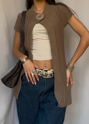 Vintage Cottage Fairy Core Brown Knitted Short Sleeve Cardigan with Chunky Button Detailing (#777), marca: Vintage, estado: Muy bueno, tamaño: S / 36 / 8, 30,00 €, 32,20 € Protección al comprador Pro incluida