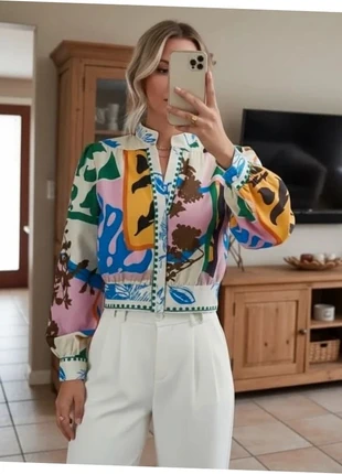 Blouse fluide colorée effet satin - style arty chic, condition: Very good, size: M / 38 / 10, €39.90, €42.60 includes Buyer Protection Pro