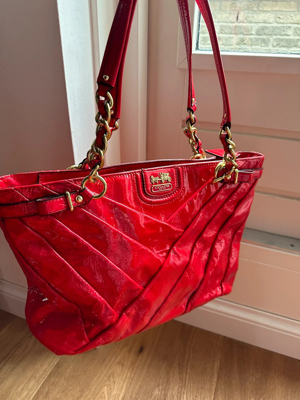 Coach cherry red patent bag medium
