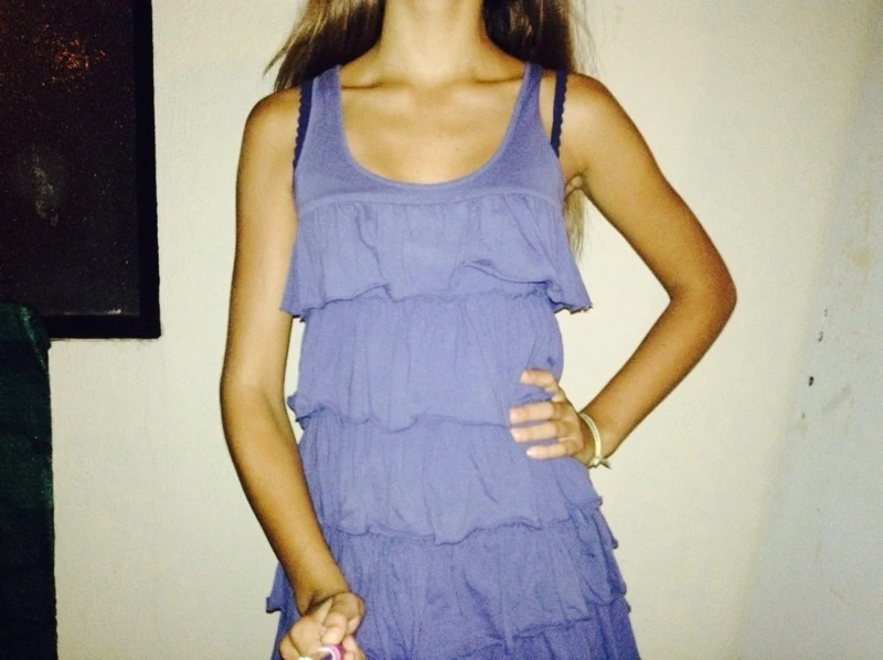 T shirt a frange bleu foncé