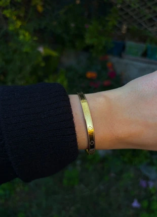 Jonc doré trèfles acier inoxydable, état: Neuf avec étiquette, 7,90 €, 9,00 € Protection acheteurs incluse