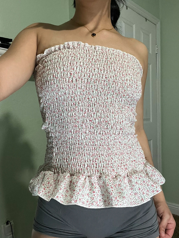 frilly flower tube top 1