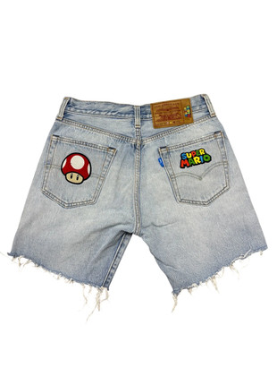Short jort Levi's 501 Premium x Super Mario Bleu edition limitée denim brodées taille W29, marque: Levi's, état: Très bon état, taille: W29 | FR 38, 39,90 €, 42,60 € Protection acheteurs incluse