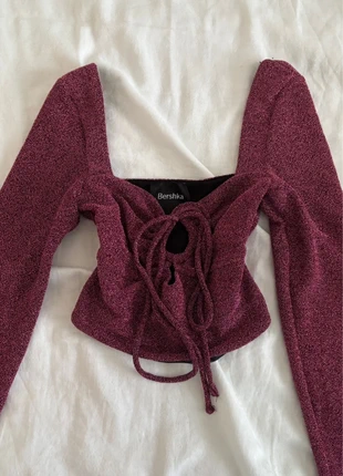 Pinkes Glitter-Top von Bershka in Größe XS, marke: Bershka, zustand: Sehr gut, größe: XS / 34 / 6, 3,00 €, 3,85 € inklusive Vinted-Käuferschutz
