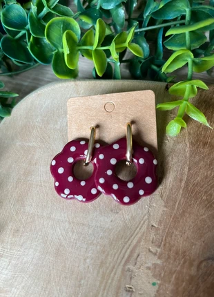 Pampilles bordeaux à pois, marque: Fait Main, état: Neuf avec étiquette, 4,00 €, 4,90 € Protection acheteurs (Pro) incluse