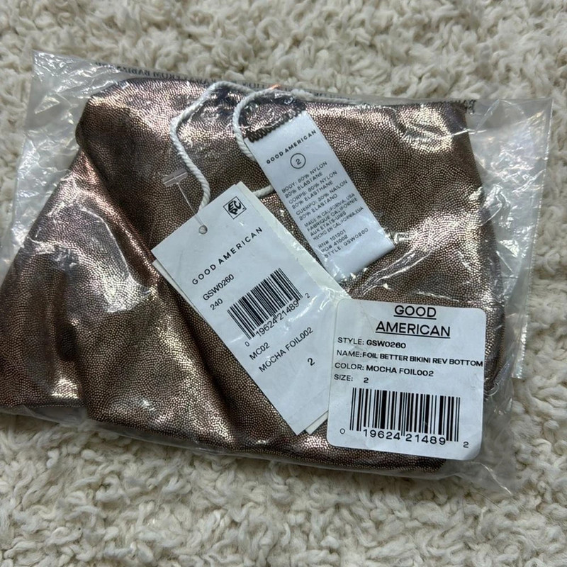 Good American Foil Better Bikini Reversible Bottom Mocha Size M 3