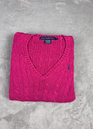 Torsadé Polo Ralph Lauren col V | Taille M | Fuchsia logo bleu marine, marque: Ralph Lauren, état: Très bon état, taille: M / 38 / 10, 39,90 €, 42,60 € Protection acheteurs incluse