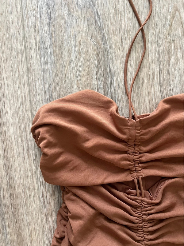 Zara halter neck brown cocktail dress 4