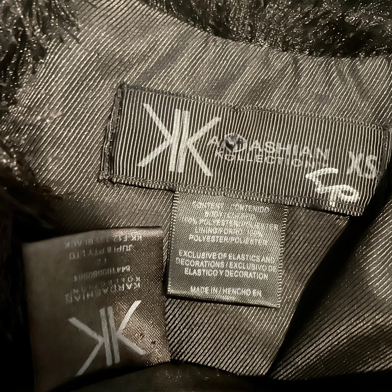 Kardashian Collection furry eyelash fringe open front jacket blazer C2 7075 4