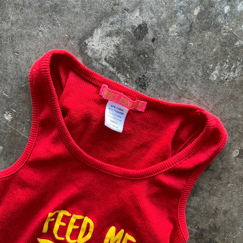 Red Y2K Ribbed Tank Top "tell me i’m pretty" 3