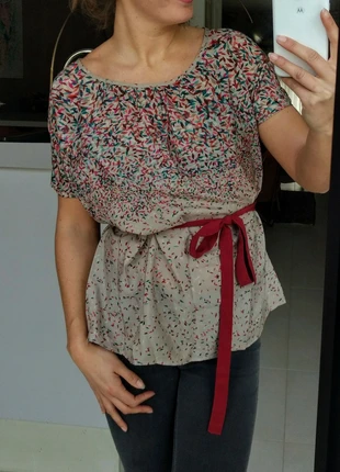 Top loose ceinturé, motifs, marca: Promod, estado: Muy bueno, tamaño: M / 38 / 10, 5,00 €, 5,95 € Protección al comprador incluida